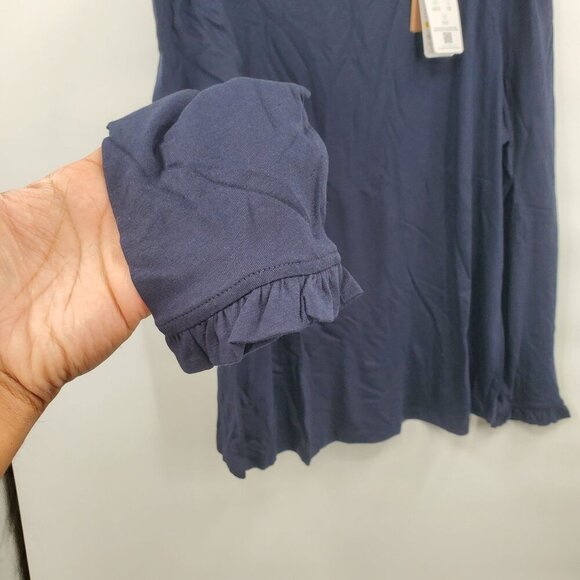 Boden Supersoft Frill Detail Top Women Size 16 / 18 NWT Long Sleeve Blouse Navy - Picture 5 of 15